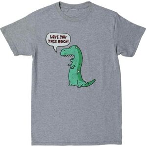 T-Rex Love Gray Graphic T-Shirt NWOT